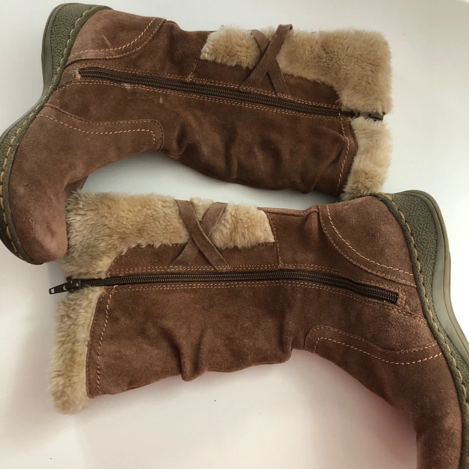 BareTraps Women's Boots Sz 6 1/2M Leather Upper Zip Up Brown Faux Fur Lined - Image 3 of 4