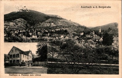 AK GRUSS AUS AUERBACH BENSHEIM BERGSTRASSE GASTHAUS ZUM LÖWEN 2 BILD 1929 HESSEN