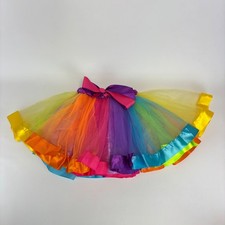 Kids Rainbow Tulle Tutu Skirt with Satin Bow Size 6 Years Girl Dance Colorful
