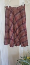 Vintage 1972 Plaid A-Line Skirt Size 14 Made in California Brown Rust Boho Midi