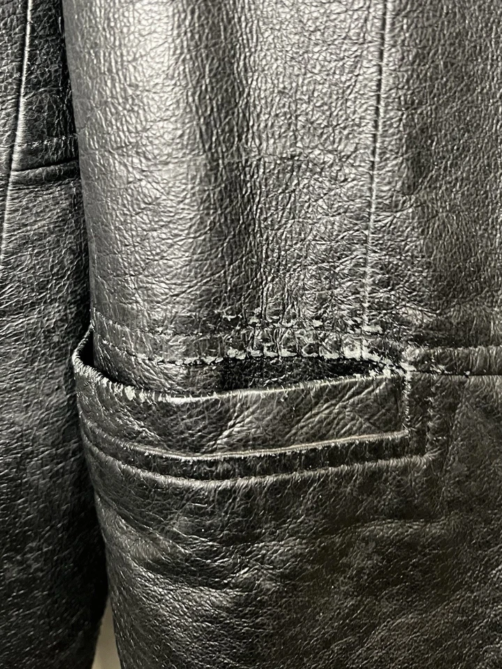 Chaqueta de cuero vintage negra para mujer de gran tamaño, M L Foto 4 de 4