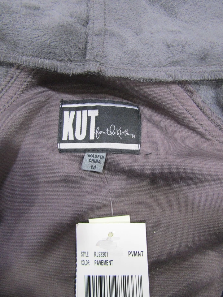 Women's Jacket Kut From the Kloth Gray M Macy's Faux Suede Leather Draped NWT - Image 3 of 4