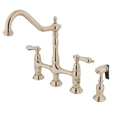 Kingston Brass KS1276ALBS Heritage Kitchen Bridge Faucet with Brass Sprayer ...