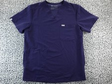 Figs Techinical Collection Scrub Top Shirt Women M Purple Short Sleeve V Neck