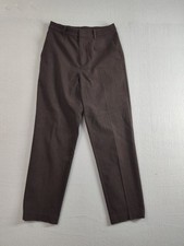 Uniqlo Women Pant XS Dark Brown Slash Pocket Flat Front Straight Leg Career