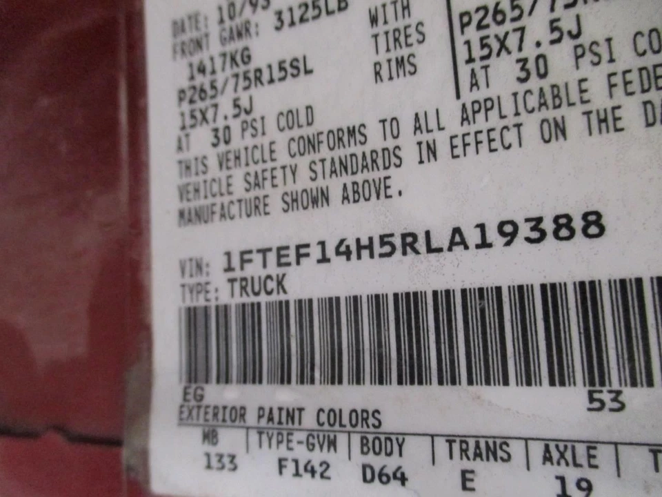 Cilindro maestro de freno Ford F-150 1994 F4TZ2140FA 7583 Foto 4 de 4