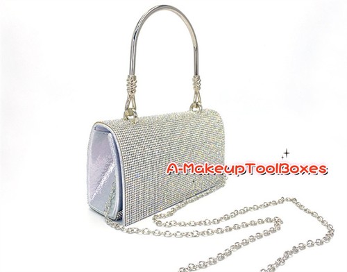 Bling Diamante Top Handle Party Evening Wedding Chain Flap Clutch Bag C516 - Picture 11 of 12