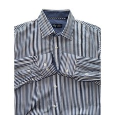Hart Schaffner Marx Men's Large Button Down Dress Shirt Stripped Casual Cotton