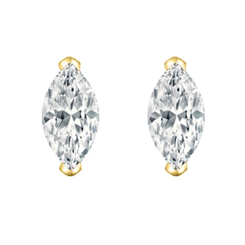 IGI F/VS 3 Ct Marquise Lab Created Grown Diamond Earrings 14K Yellow Gold Screw - Picture 2 of 3