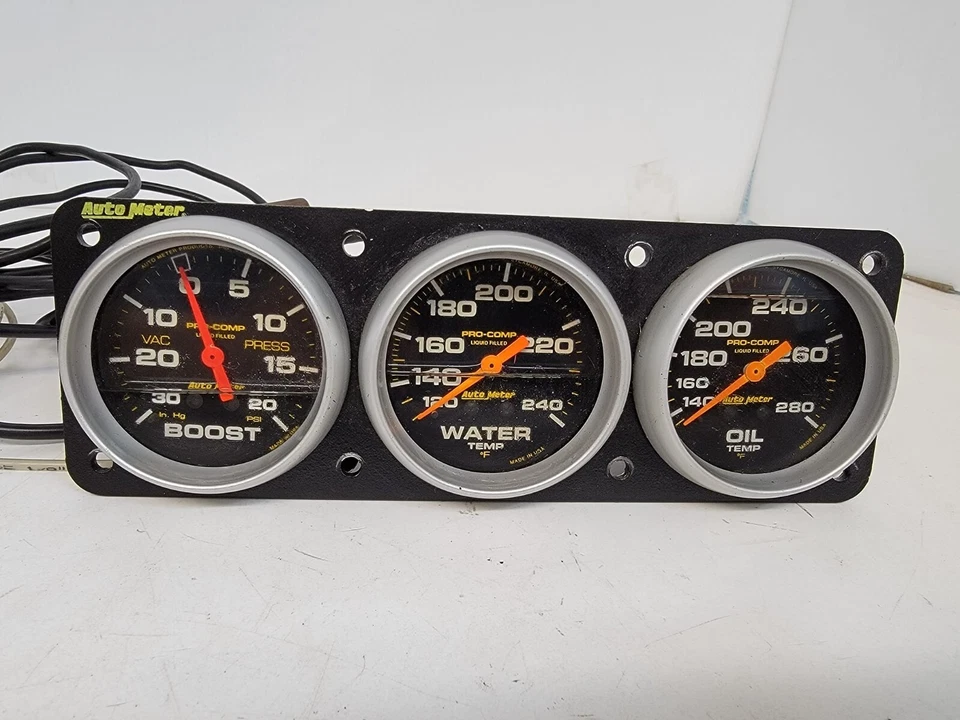 AutoMeter 2-5/8" conjunto de medidor de enchimento líquido 1987-1993 Ford Mustang Boost óleo de água - Imagem 2 de 4