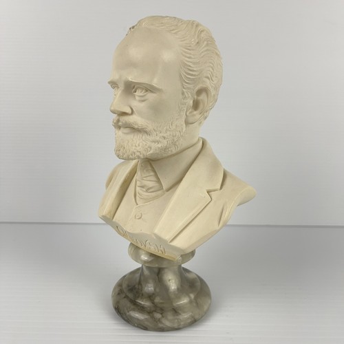 A.Giannelli Composer Alabaster Piano Bust of Tchaikovsky Made in Italy 1972 16cm - Picture 2 of 11
