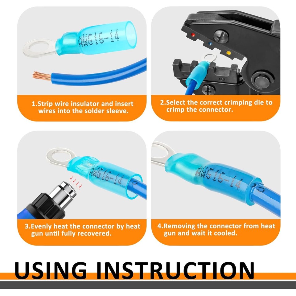 250PCS Heat Shrink Wire Connectors,AWG 2210 Marine Grade Waterproof