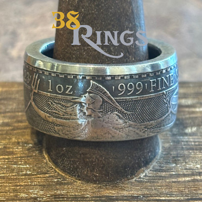 PURE SILVER Britannia COIN RING SIZES 7-18 Handmade Britain UK Europe