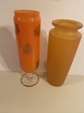 Lot Of Two Orange Vases
