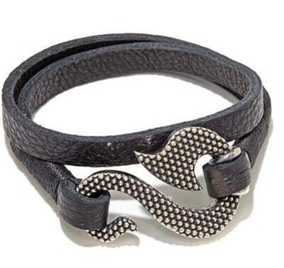 King Baby Jewelry Sterling Silver  Wrap Leather TRIBAL Hook BRACELET or NECKLACE