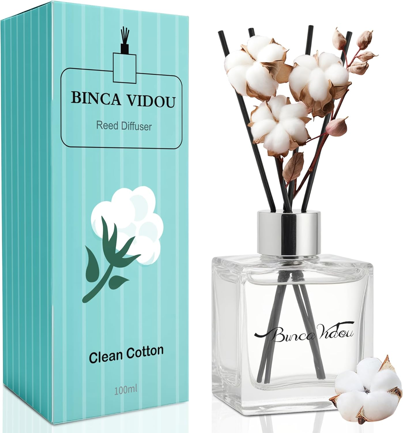 Reed Diffuser Set, Clean Cotton Scented Reed Diffuser Set, Home Scented Reed Dif-image