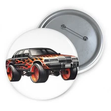 Custom Pin Button Badge DONK Car Artwork Flames Grand Style Vehicle Street Retro