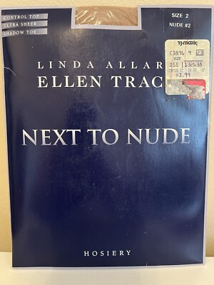 Linda Allard Ellen Tracy Sz 2 Nude #2 Control Top Ultra Sheer Shadow Toe Hosiery