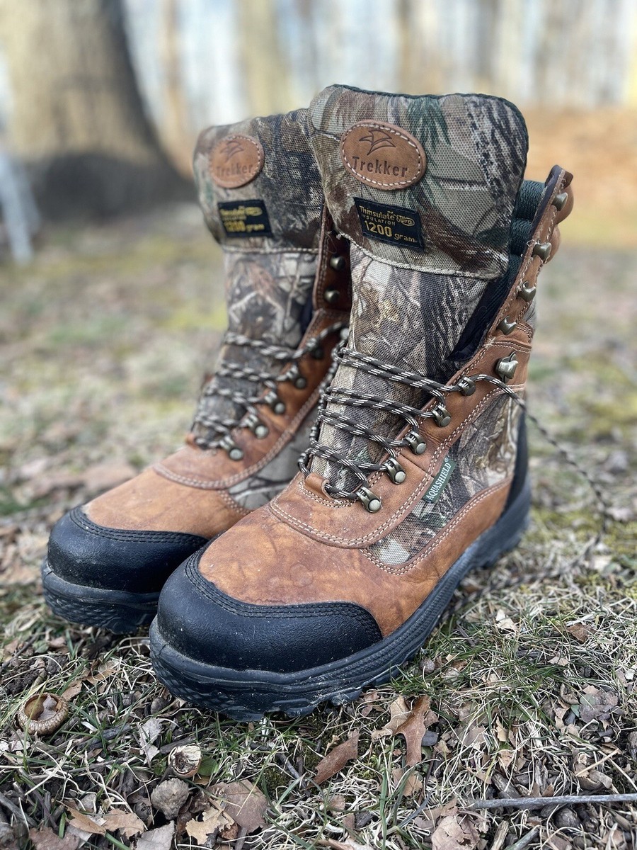 Trekker Aquashield 1200 Gram Leather Camo Work Boots Men display picture 1