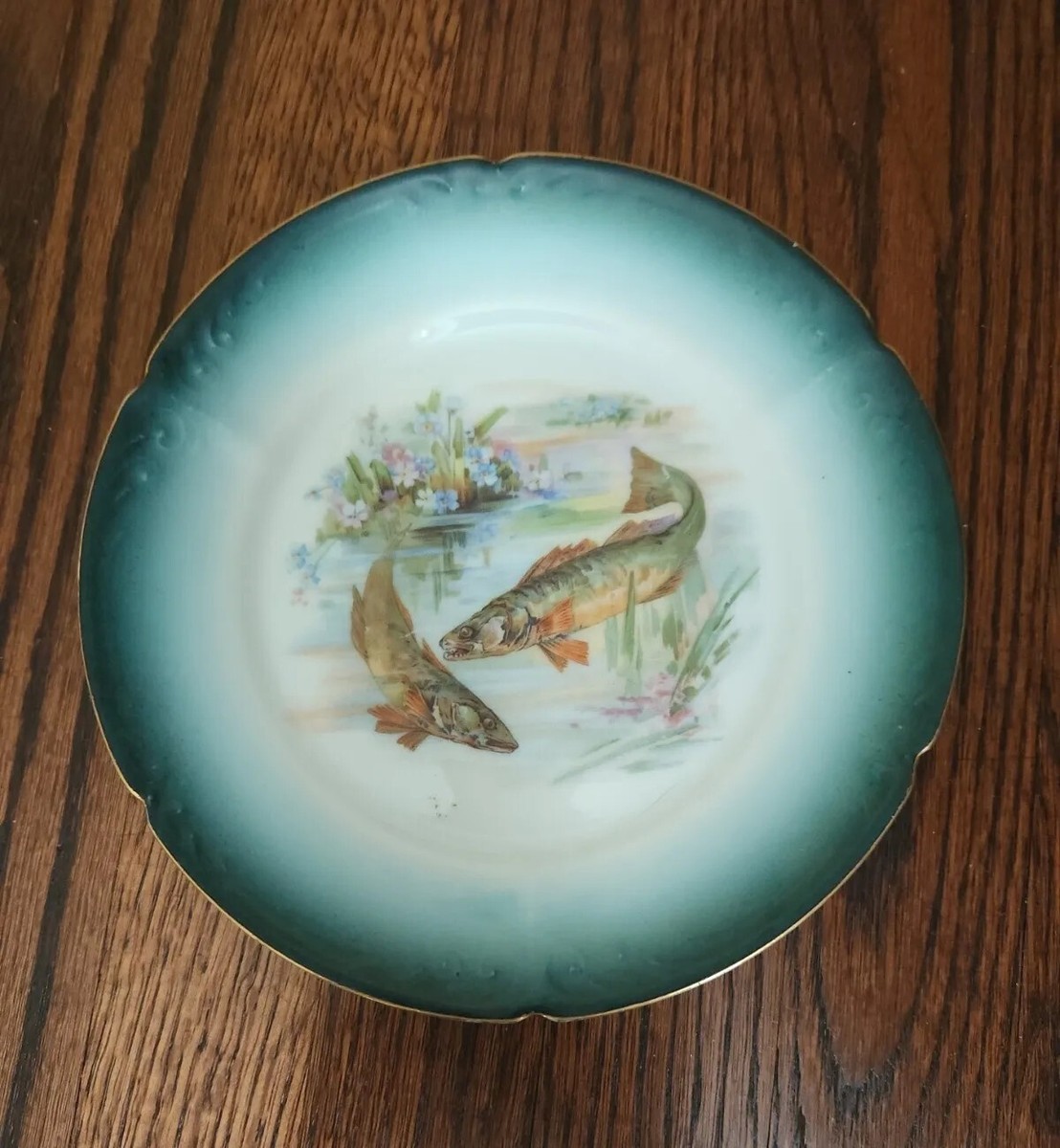 9* Joseph Schachtel Porcelain Fish Plates & Serving Platter