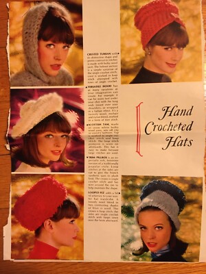 Vintage 1964 Woman's Day Crochet Patterns for 10 Women's Hats