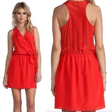 Revolve Greylin Karris V-neck Faux Wrap Silk Sleeveless Dress SMALL Grenadine