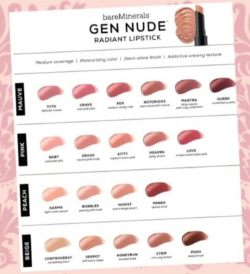 BareMinerals Gen Nude Radiant Lipstick Alpha new 0.12oz | eBay