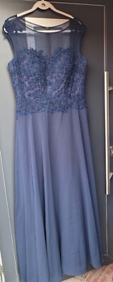 Abendkleid Lang ''VALARIE'' von Kleemeier Gr. 46 Dunkelblau mit Bolerojäckchen 
