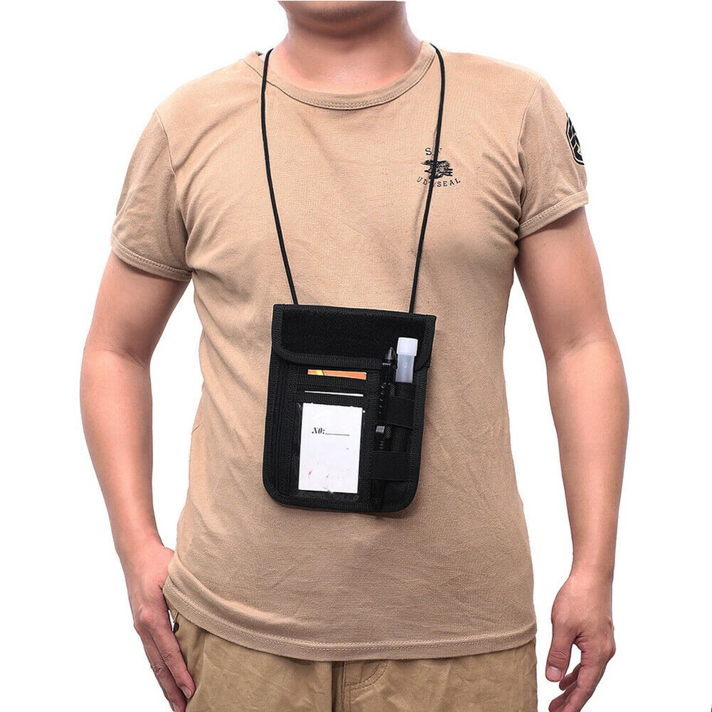 Tactical ID Card Holder Wallet Organizer Hanging Pouch Neck Lanyard Storage Bag - Picture 5 of 13