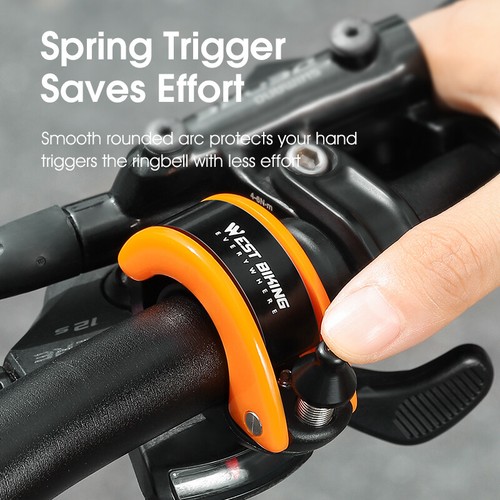 WEST BIKING Hidden Bike Bell Aluminum Bicycle Handlebar Bell 22.2mm 100dB Black - Picture 11 of 14