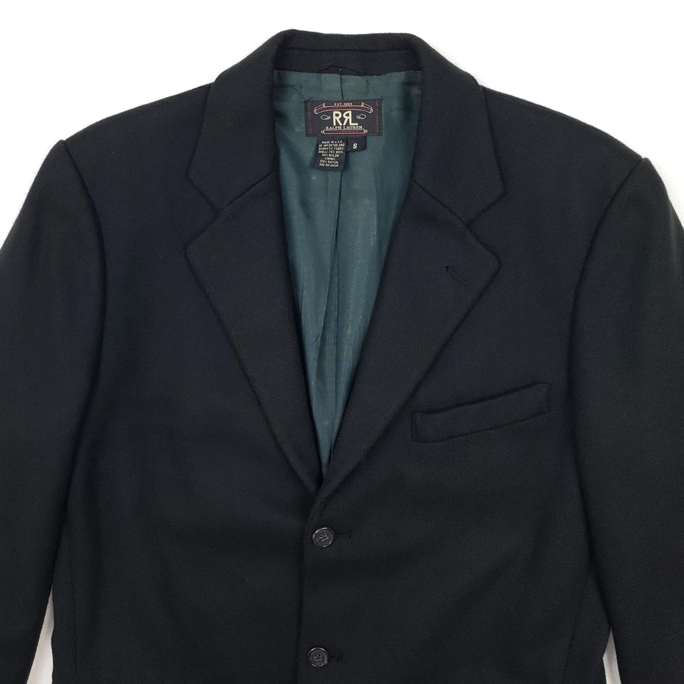 Vintage RRL Blazer Jacket Small Short 38S Black Sport Coat Double RL Made in USA - Image 2 of 4