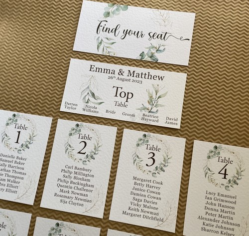 EUCALYPTUS wreath TABLE numbers seating PLAN cards DIY greenery foliage wedding - Afbeelding 1 van 12