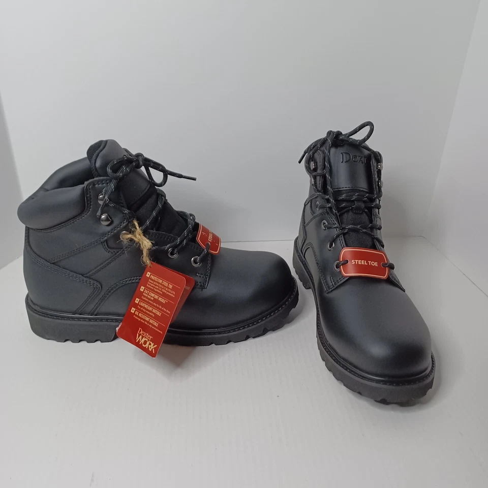 Botas Dexter Puntera de Acero para Hombres 11 Negras con Cordones Resistencia al Aceite Ropa de Trabajo Utilitaria Nuevas con Etiquetas Foto 2 de 4