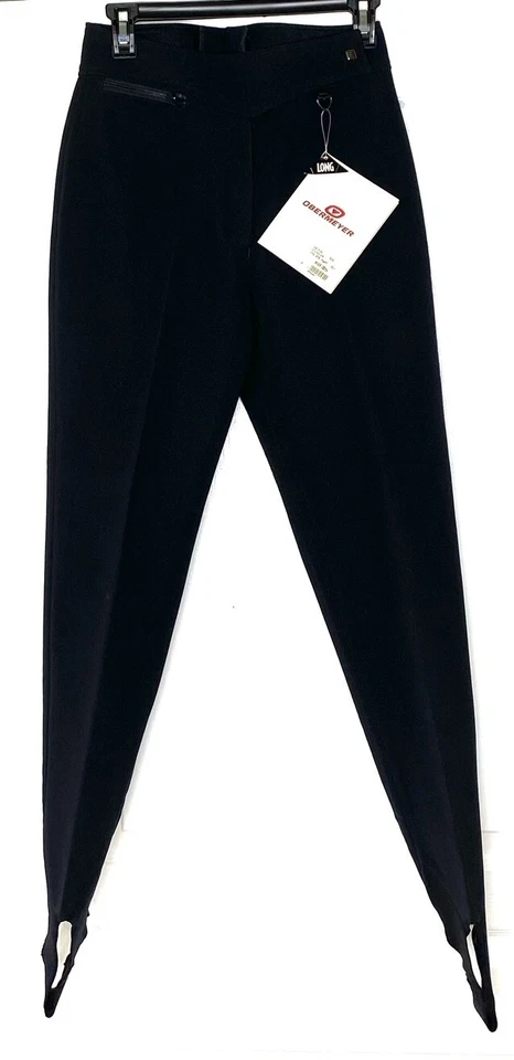 OBERMEYER Black ITB Stretch Ski Pants Mesh Stirrup 8 Long Zip Pocket Durogaurd - Image 3 of 4