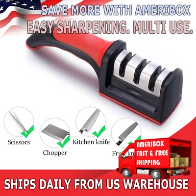 Knife Sharpener Professional Ceramic Tungsten Kitchen Sharpening System 3 Stage