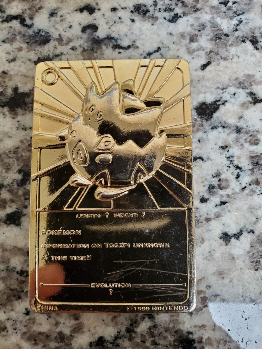 Togepi Pokemon Limited Edition Nintendo 1999 23K Gold Plated Metal Trading Card Togepi Pokemon Limited Edition Nintendo 1999 23K Gold Plated Metal Trading Card