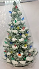Transpac Ceramic 14 inch Green Christmas Multicolor Light Up Tree Décor Battery