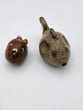 Vintage Set Of 2  Art Pottery Miniature Whale  Figurines
