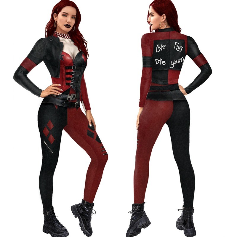 El Escuadrón Suicida Harley Quinn Juegos con disfraces Mujeres Disfraz Mono Halloween LO ÚLTIMO