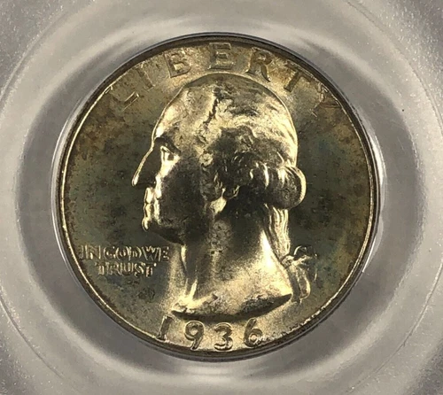 1936 Washington Quarter. .25. PCGS MS66. Original Skin.