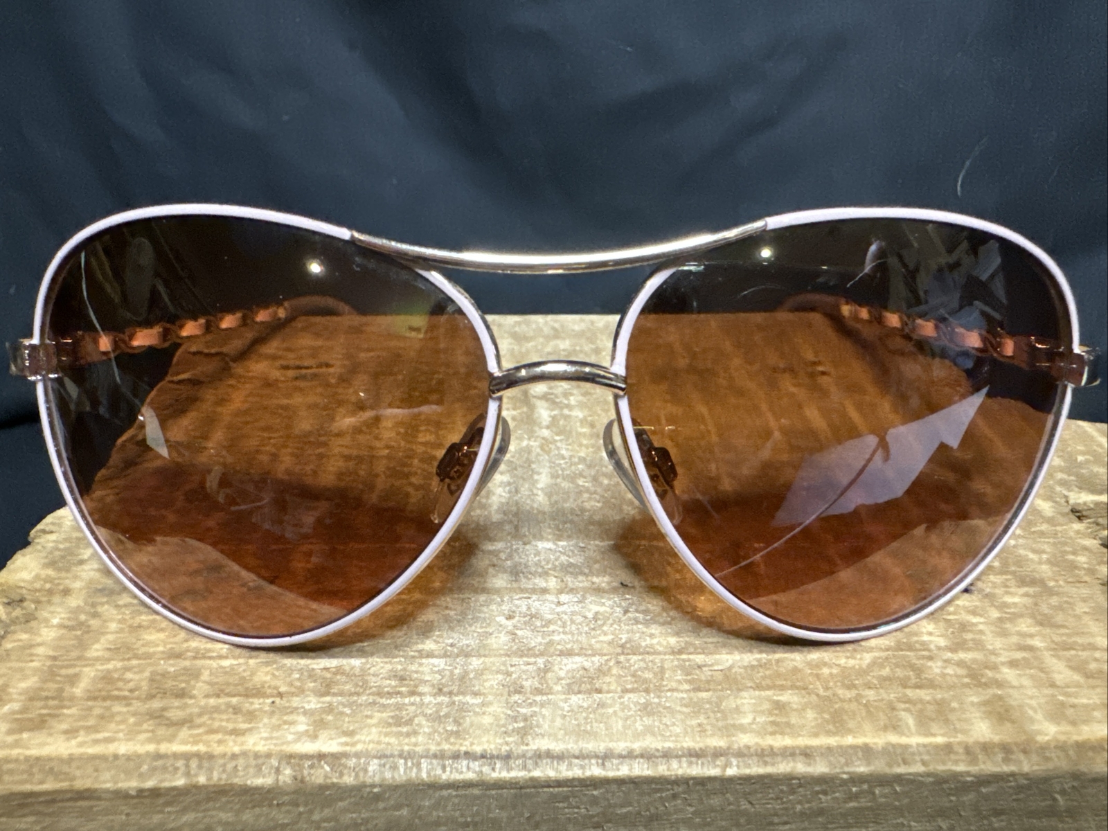 Designer Aviator Sunglasses with Brown Gradient Lenses & Silver Metal Frame-image