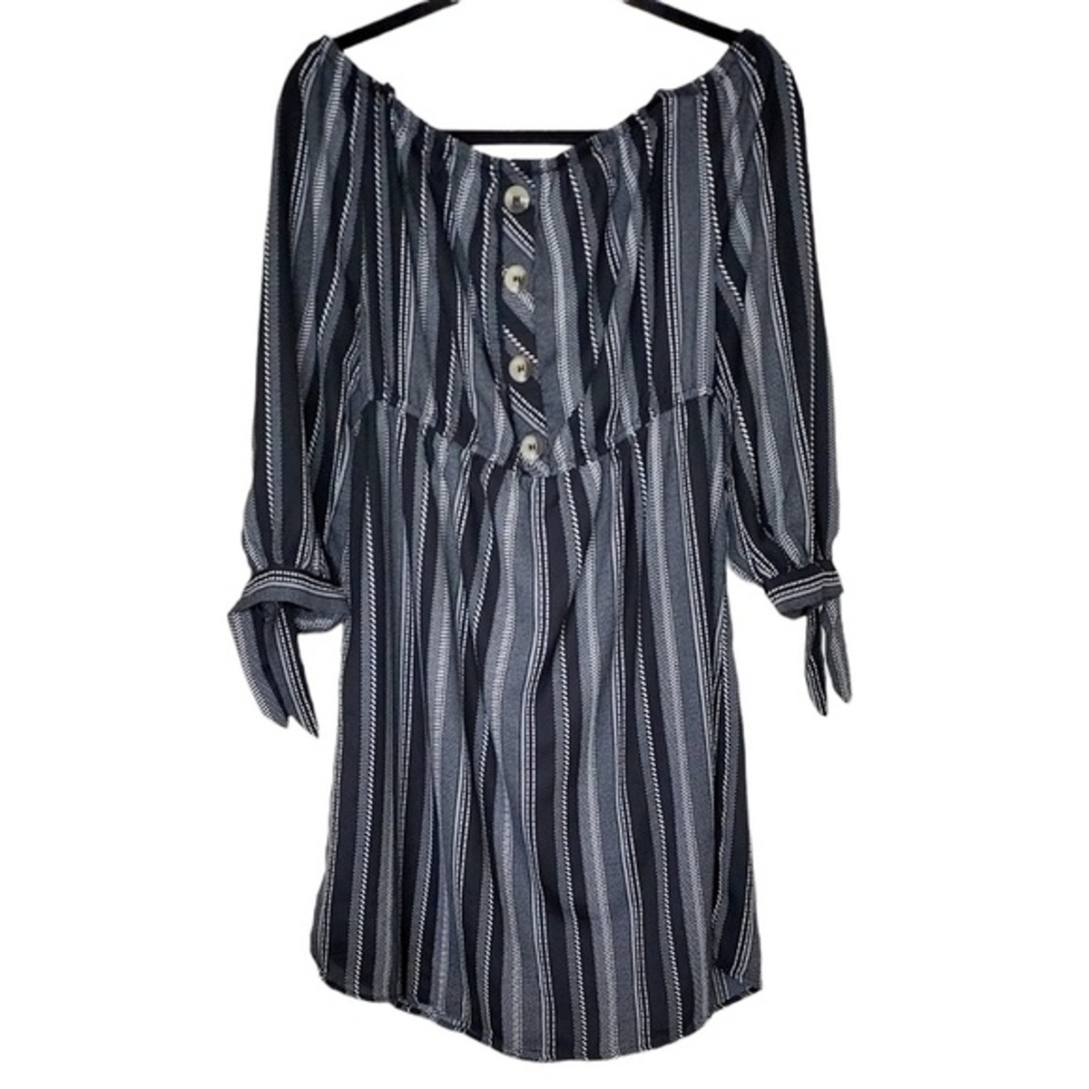 knee length dresses for ladies Black Off-The-Shoulder Midi Maternity Dress with Sleeves, Black / S