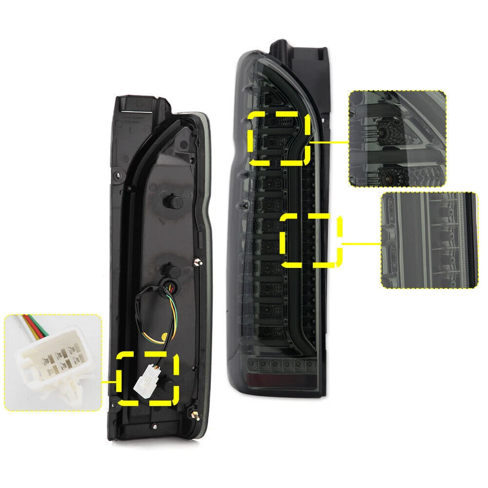 Left + Right Dynamic LED Rear Tail Light Lamps For Toyota Hiace/Commuter 2005-18 - Image 4 of 4