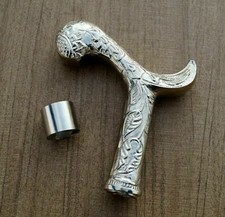 Victorian silver brass designer handle for walking stick cane top topper vintage