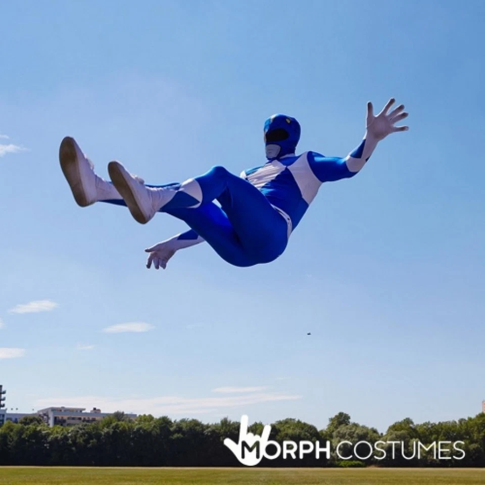 Traje Morphsuit Azul Adulto Power Ranger Para Hombre Superhéroe Disfraz Piel Traje Zentai M-XXL Foto 4 de 4
