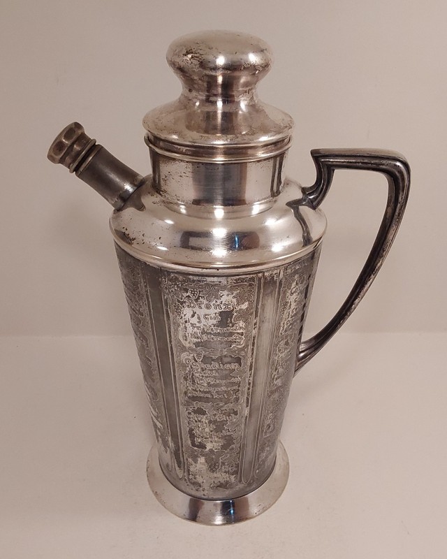 Vintage Bernard Rice And Sons Silver Plate What'll Yer Have Cocktail Shaker