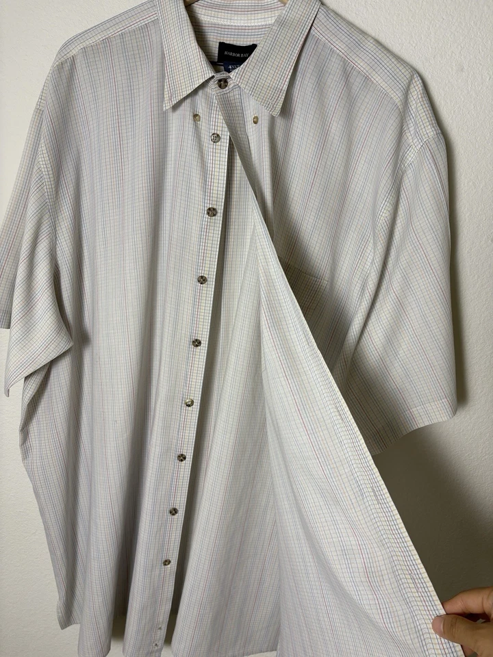 Harbor Bay 4XLT Men's Striped Short Sleeve Button-Up Shirt Cotton Blend - Image 3 of 4