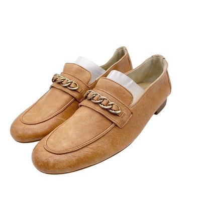 Paul Green Women's Tan Leather Chain Detail Loafer Shoes UK 4 US 6.5
