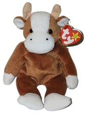CT* Ty Beanie Baby - BESSIE the Cow (8.5 Inch) MWCT Stuffed Animal Toy
