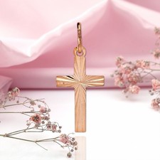 Ein sehr kleines Ortodox Anhänger Kreuz  Rose Rotgold 585/14kt 0,4 g Neu